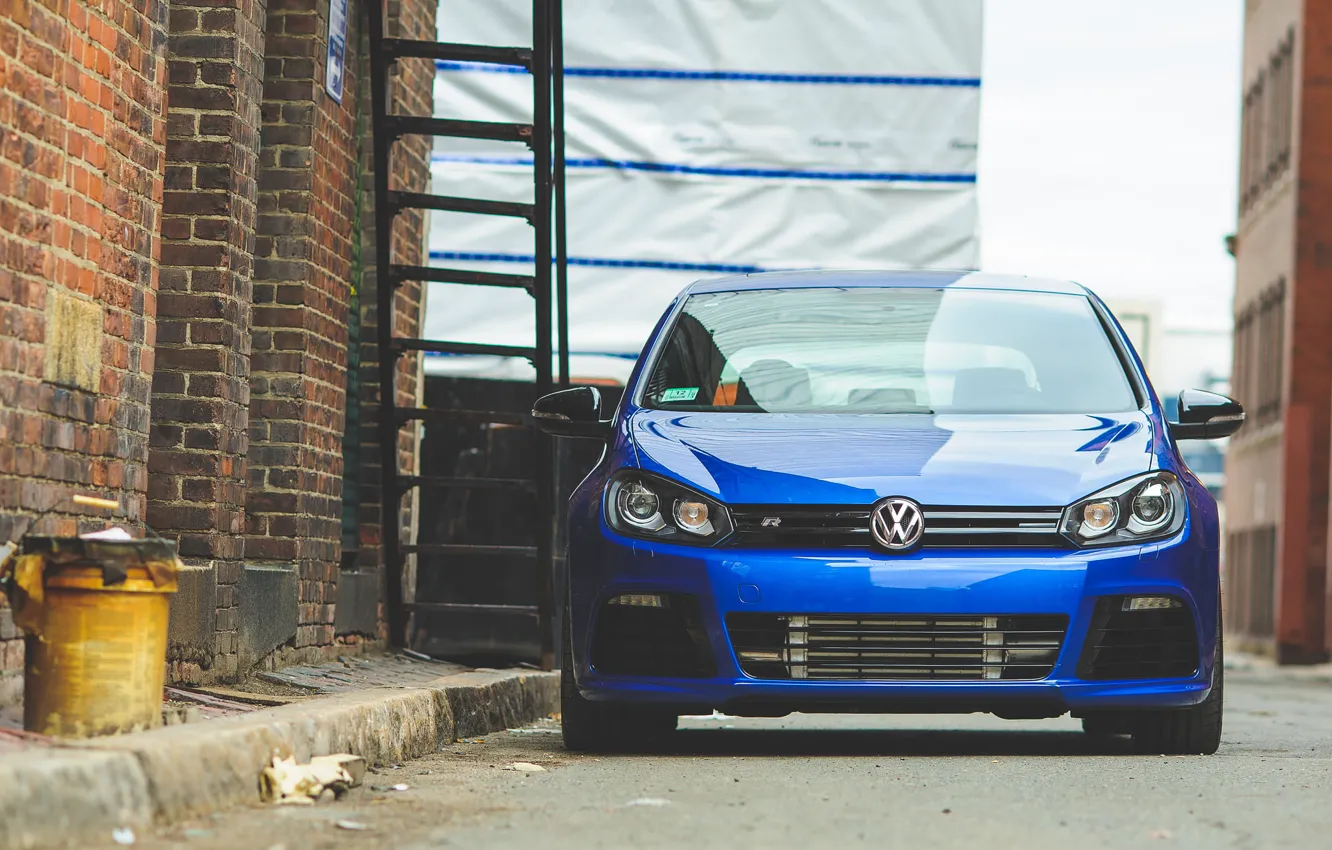 Photo wallpaper blue, volkswagen, ladder, Golf, blue, Volkswagen, golf R