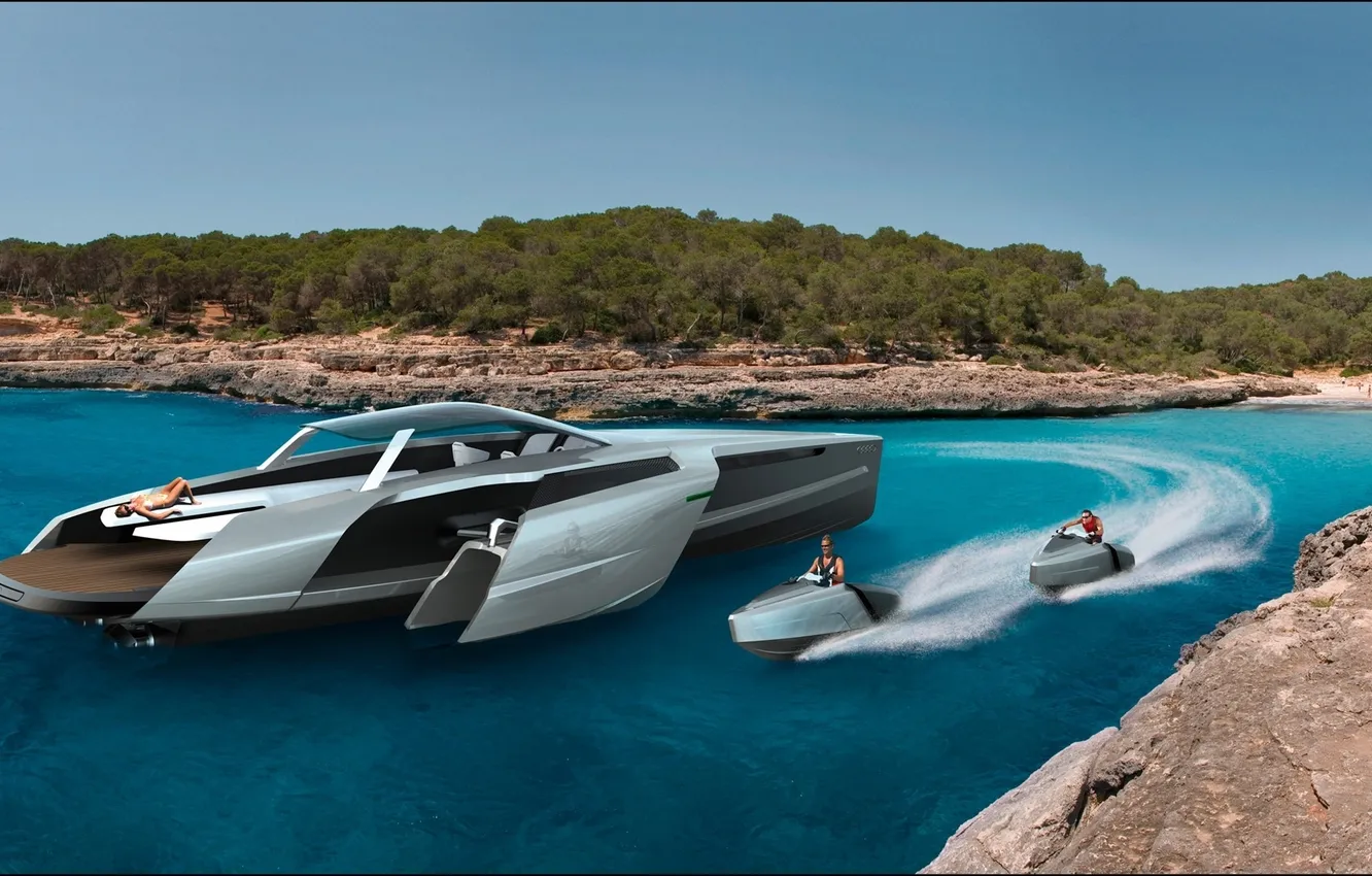 Photo wallpaper Audi, Audi, shore, yacht, the concept, Design Concept, Trimaran