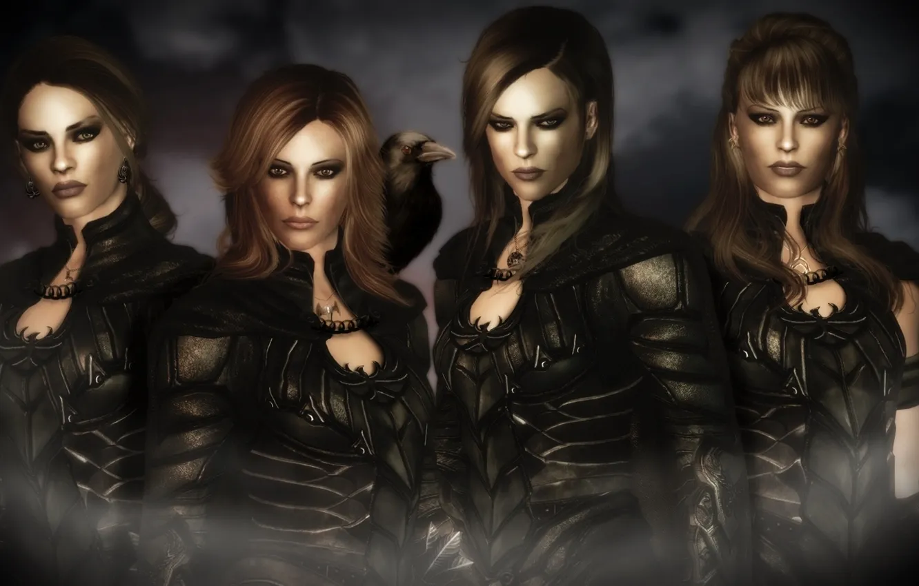 Photo wallpaper girl, armor, Raven, Dark Angels, Skyrim
