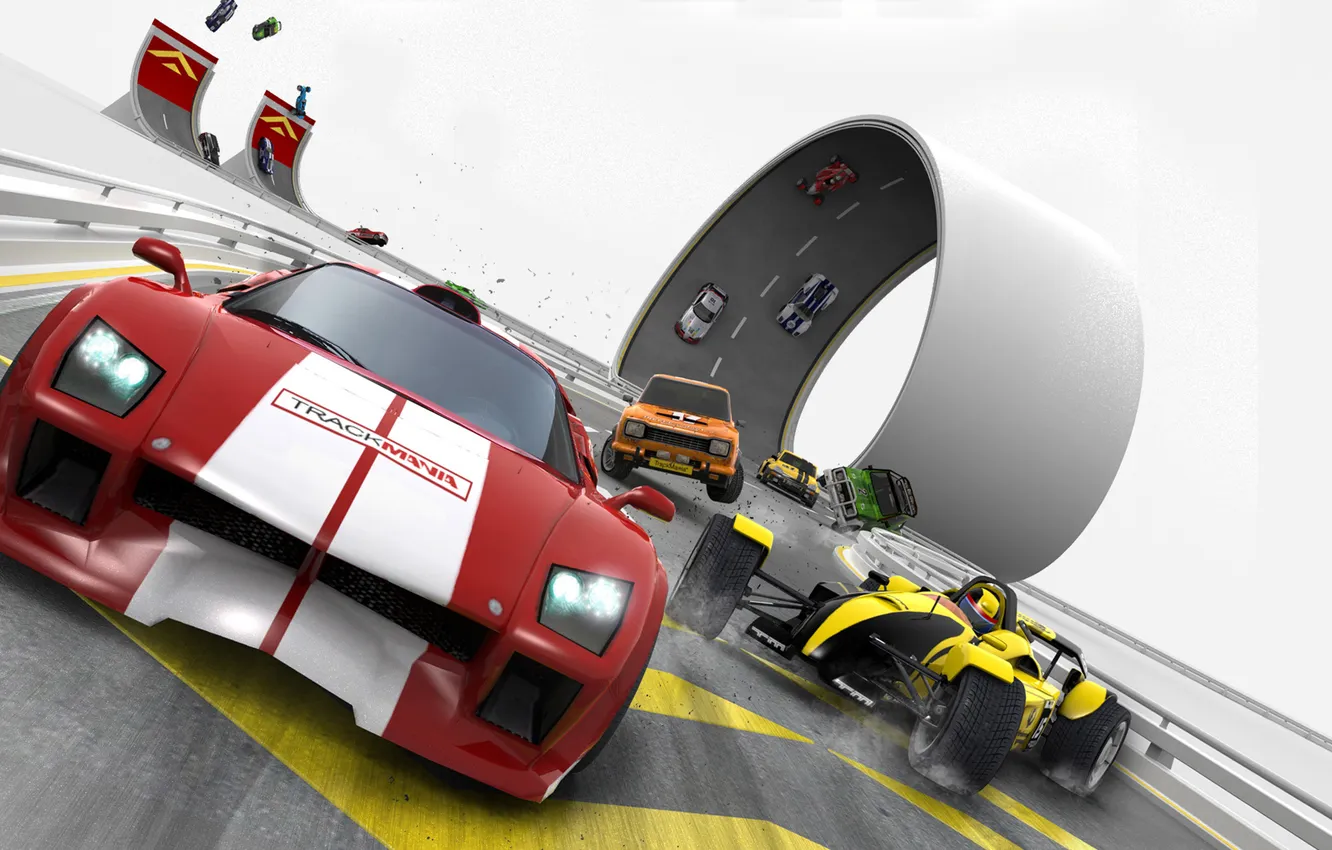 Photo wallpaper machine, race, speed, track, Trackmania
