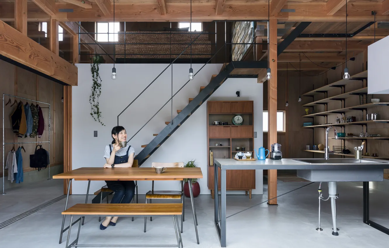 Photo wallpaper design, space, style, interior, kitchen, dining room, Ishibe House, by Alts Design Office