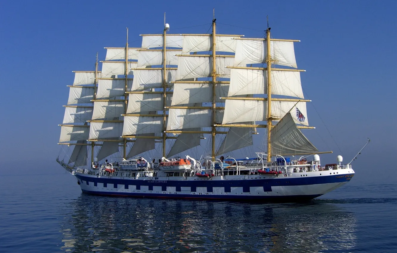 Photo wallpaper ship, sailboat, sails, rigging