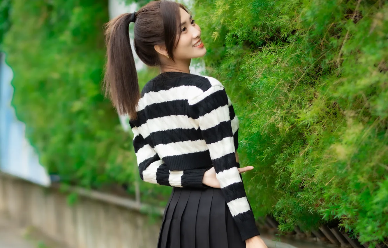 Photo wallpaper pose, model, skirt, portrait, makeup, figure, hairstyle, brown hair