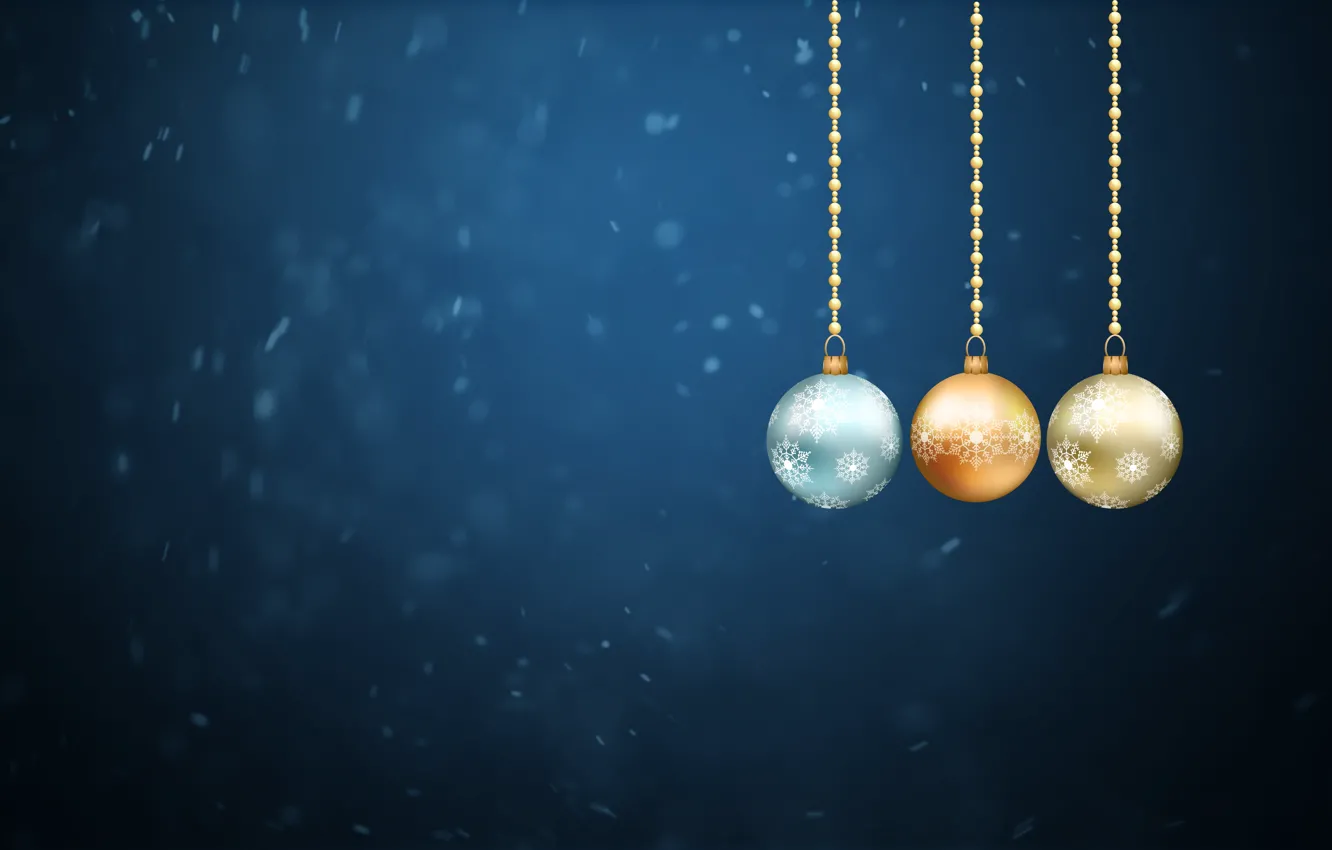 Photo wallpaper winter, balls, snow, decoration, background, holiday, new year, minimalism