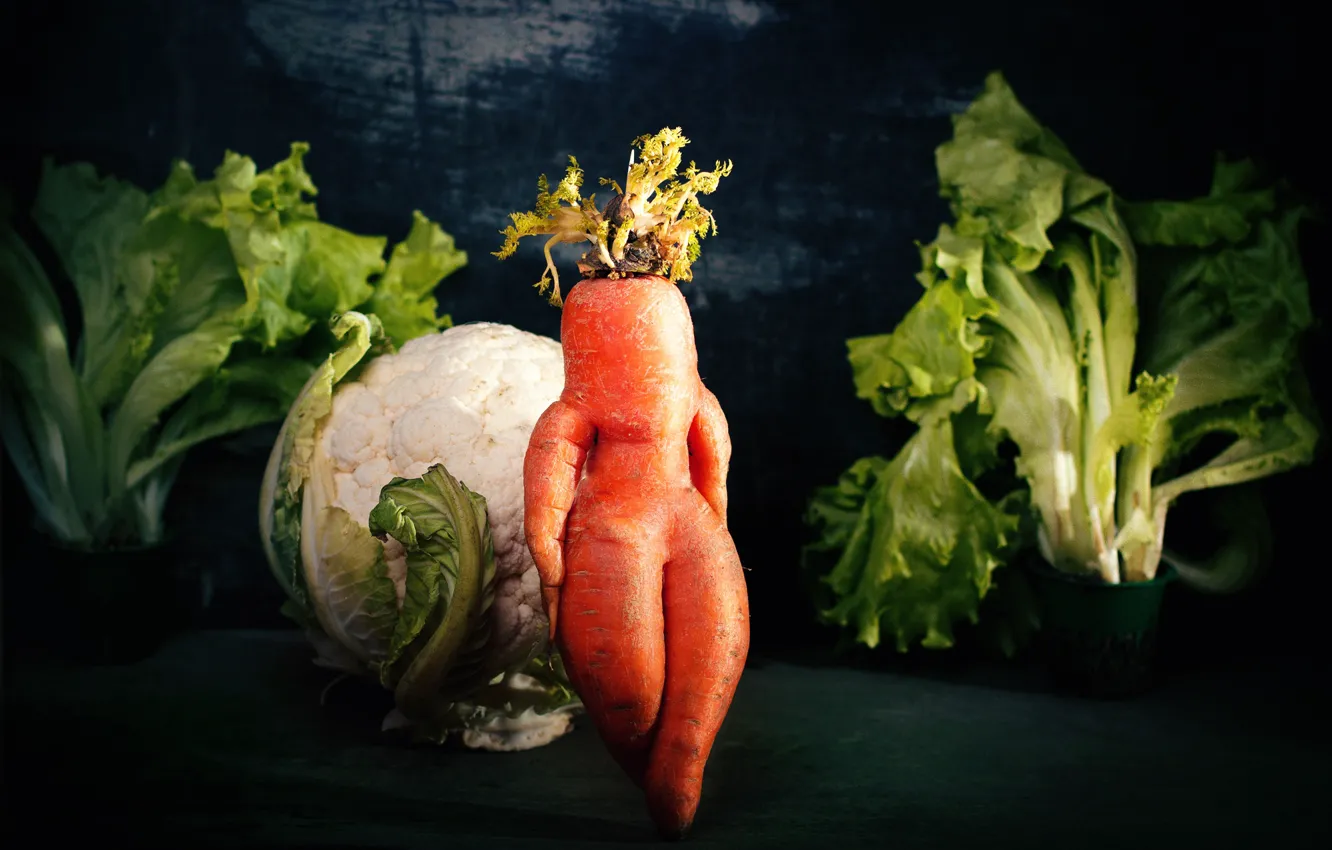 Photo wallpaper vegetables, carrots, cabbage, non-GMO