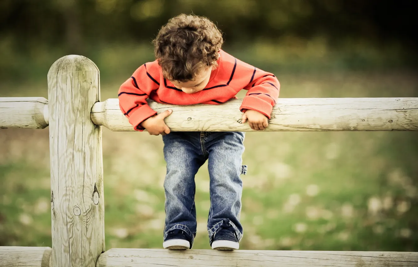 Photo wallpaper mood, the fence, boy