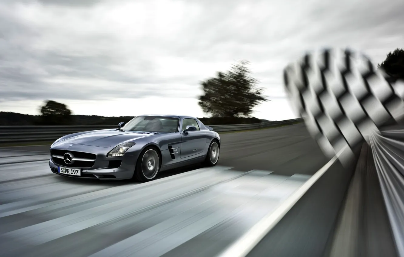 Photo wallpaper car, machine, auto, Mercedes-Benz, Supercar, SLS AMG