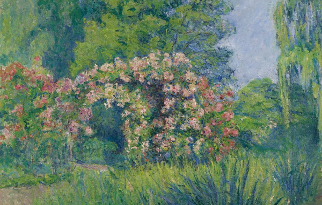 Photo wallpaper landscape, picture, Blanche Monet, Blanche Hochede-Monet, Giverny. The Rose Garden By Monet