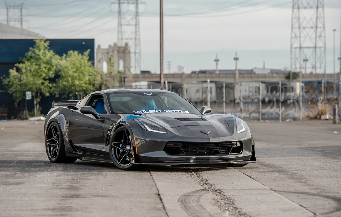 Photo wallpaper Corvette, Chevrolet, Chevrolet Corvette, grey