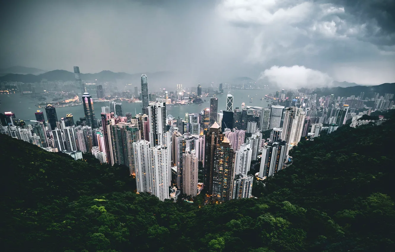 Photo wallpaper the sky, clouds, the city, China, Hong Kong