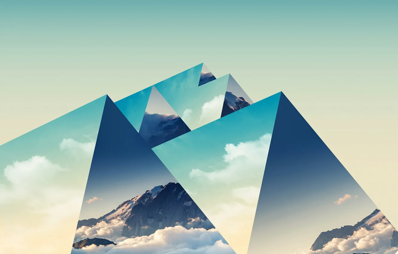 Photo wallpaper mountains, background, triangles