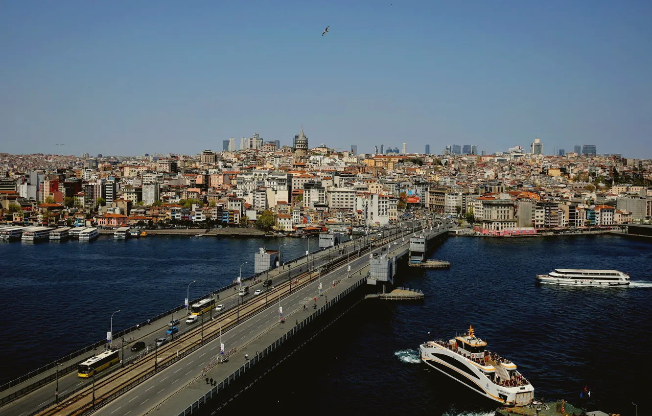 Photo wallpaper city, turkey, istanbul, galata bridge