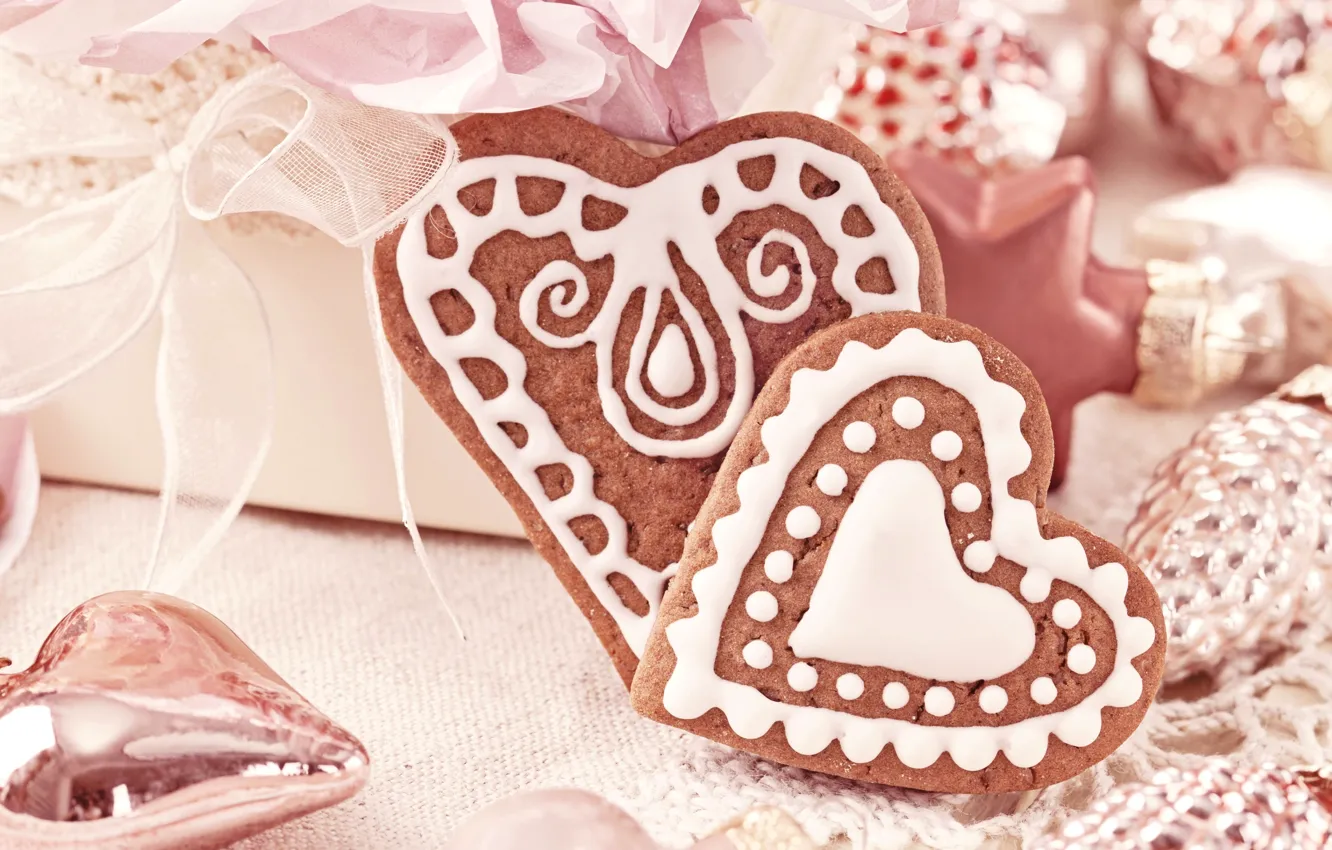 Photo wallpaper heart, food, heart, cookies, hearts, sweets, Christmas, cakes