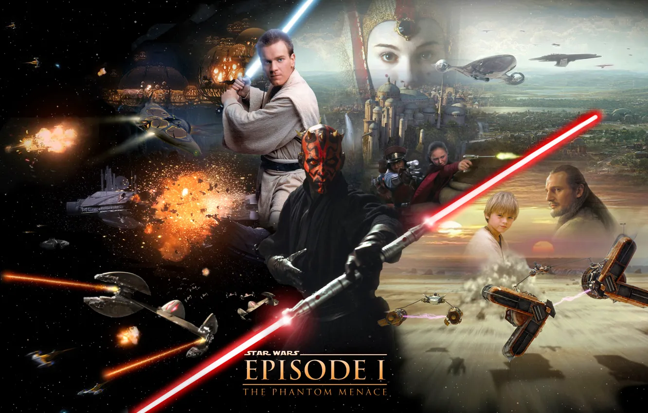 Photo wallpaper Star Wars, Star wars, Darth Maul, lightsaber, lightsaber, Darth Maul, Obi-Wan Kenobi, Obi-WAN Kenobi