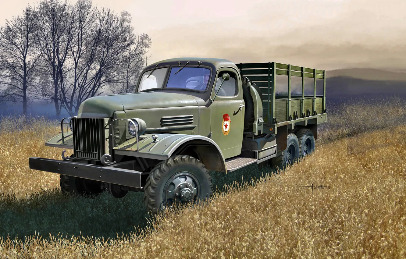 Photo wallpaper USSR, truck, Terrain, car for military purposes, ZiS-151