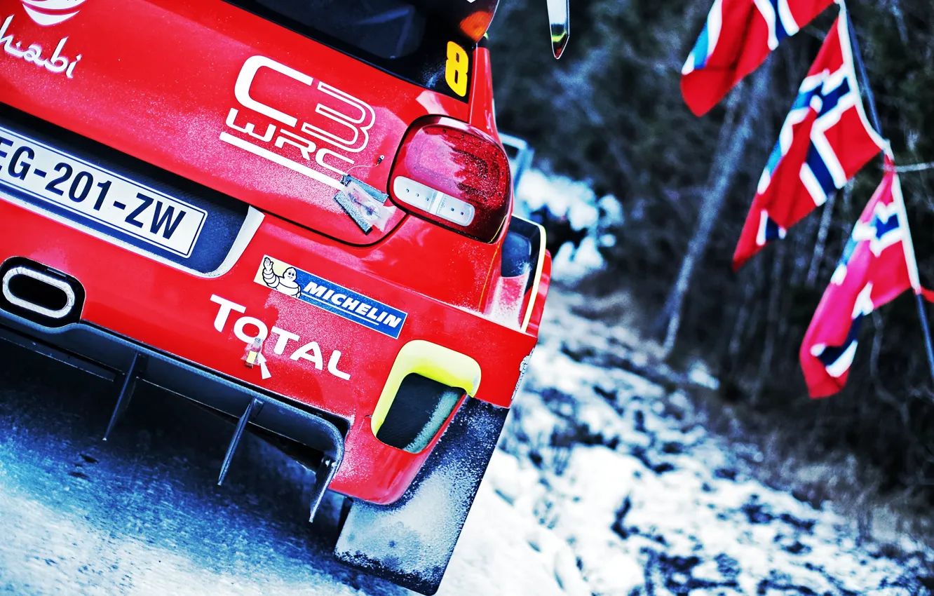 Photo wallpaper Winter, Auto, Snow, Sport, Machine, Race, Norway, Citroen