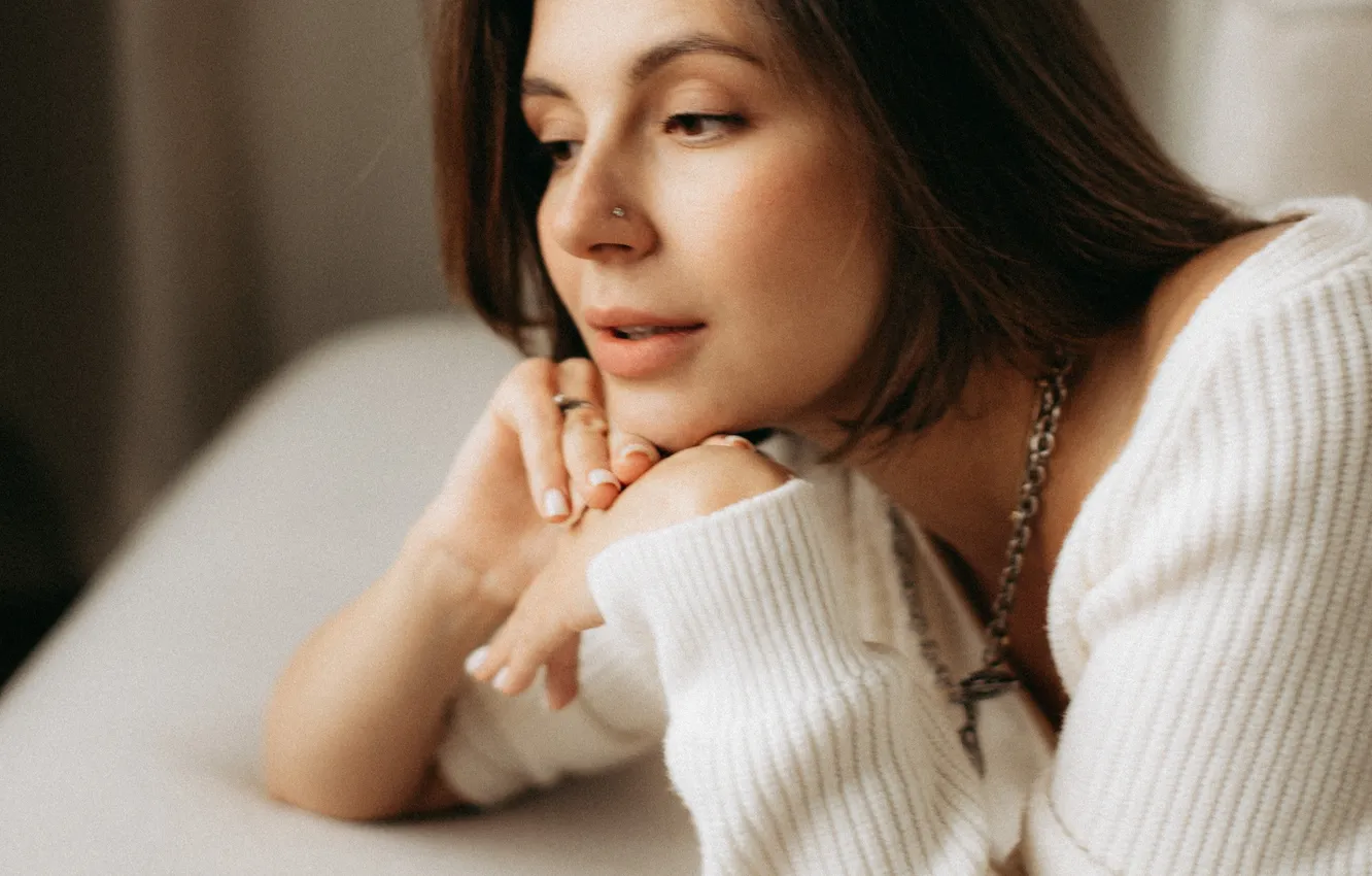 Photo wallpaper look, girl, brooding