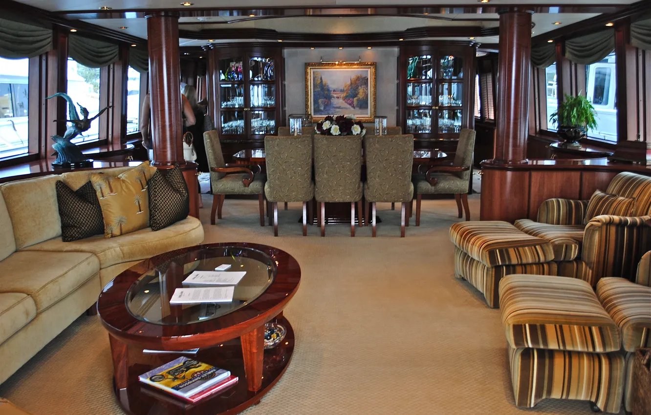 Photo wallpaper design, style, interior, yacht, salon, Suite, dining room