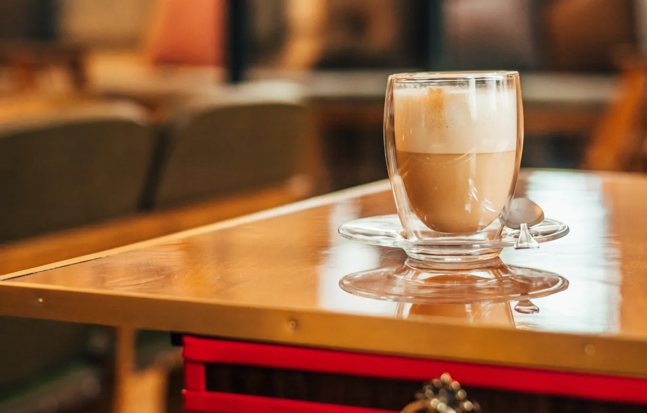 Photo wallpaper table, coffee, latte