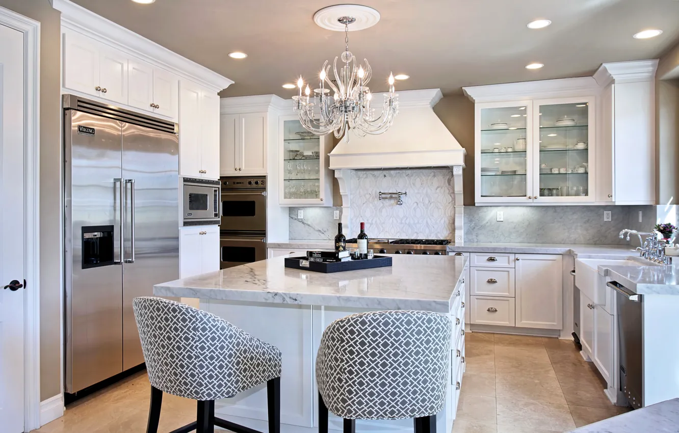 Photo wallpaper design, style, furniture, Villa, interior, refrigerator, kitchen, luxury