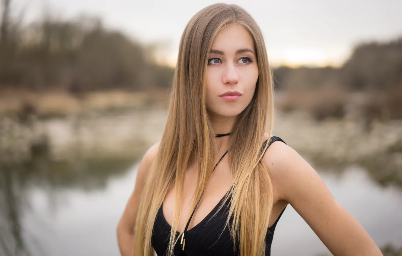 Photo wallpaper girl, face, background, hair, Magdalena