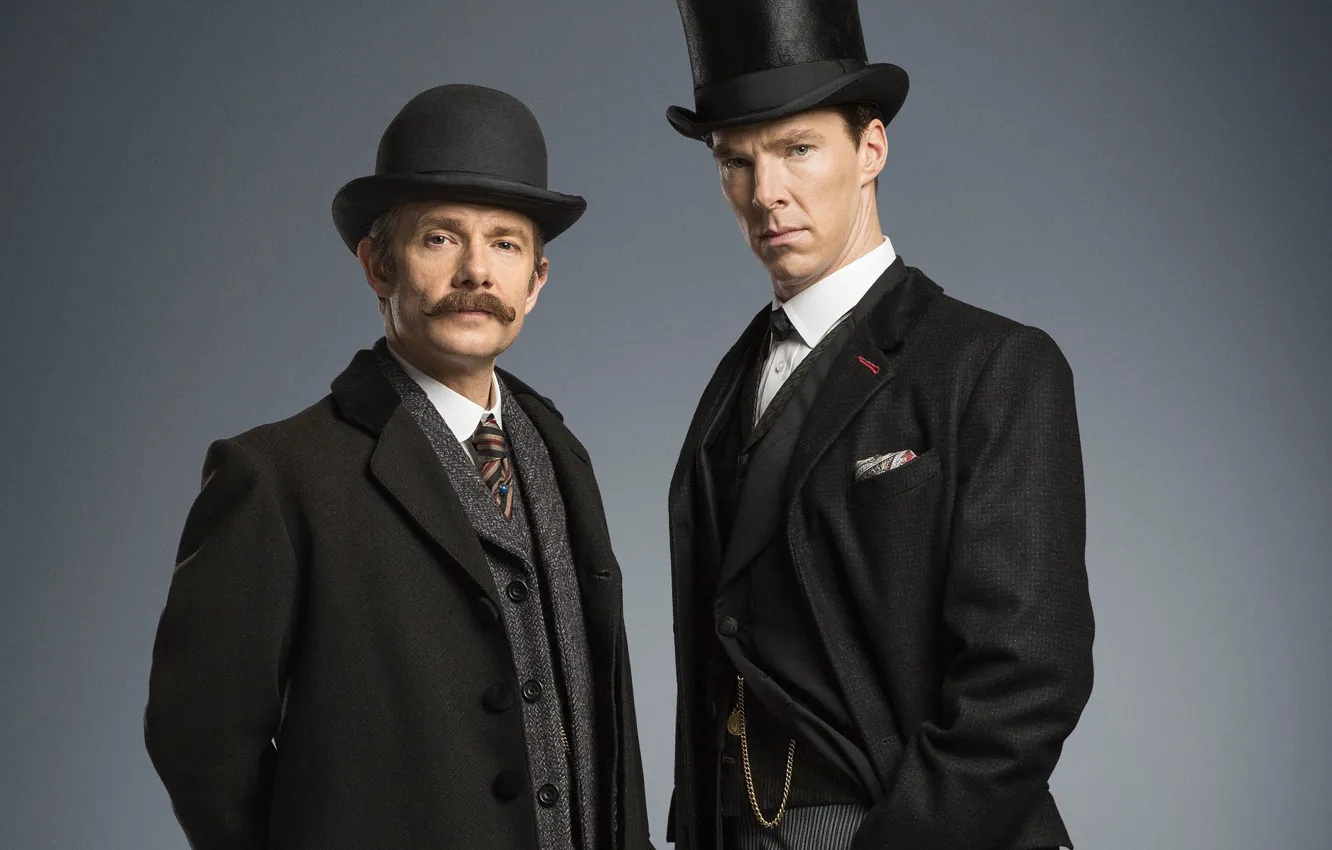 Photo wallpaper background, Sherlock Holmes, hats, costumes, Sherlock, Sherlock BBC, Sherlock Holmes, John Watson