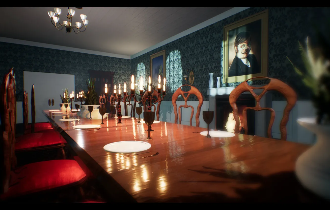 Photo wallpaper room, interior, fireplace, dining room, Banquet hall, by Mikael Axelsson in Environments - UE4 Marketpla, …