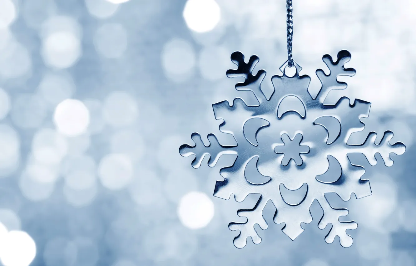 Photo wallpaper snowflake, winter, bokeh, snowflake