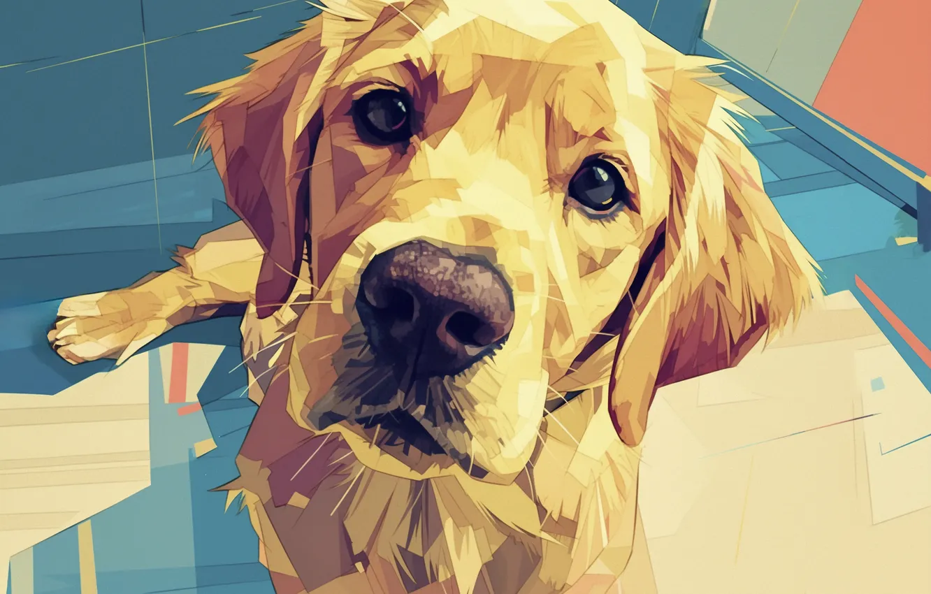 Photo wallpaper Dog, Look, Face, Art, Labrador, Digital art, Closeup, AI art