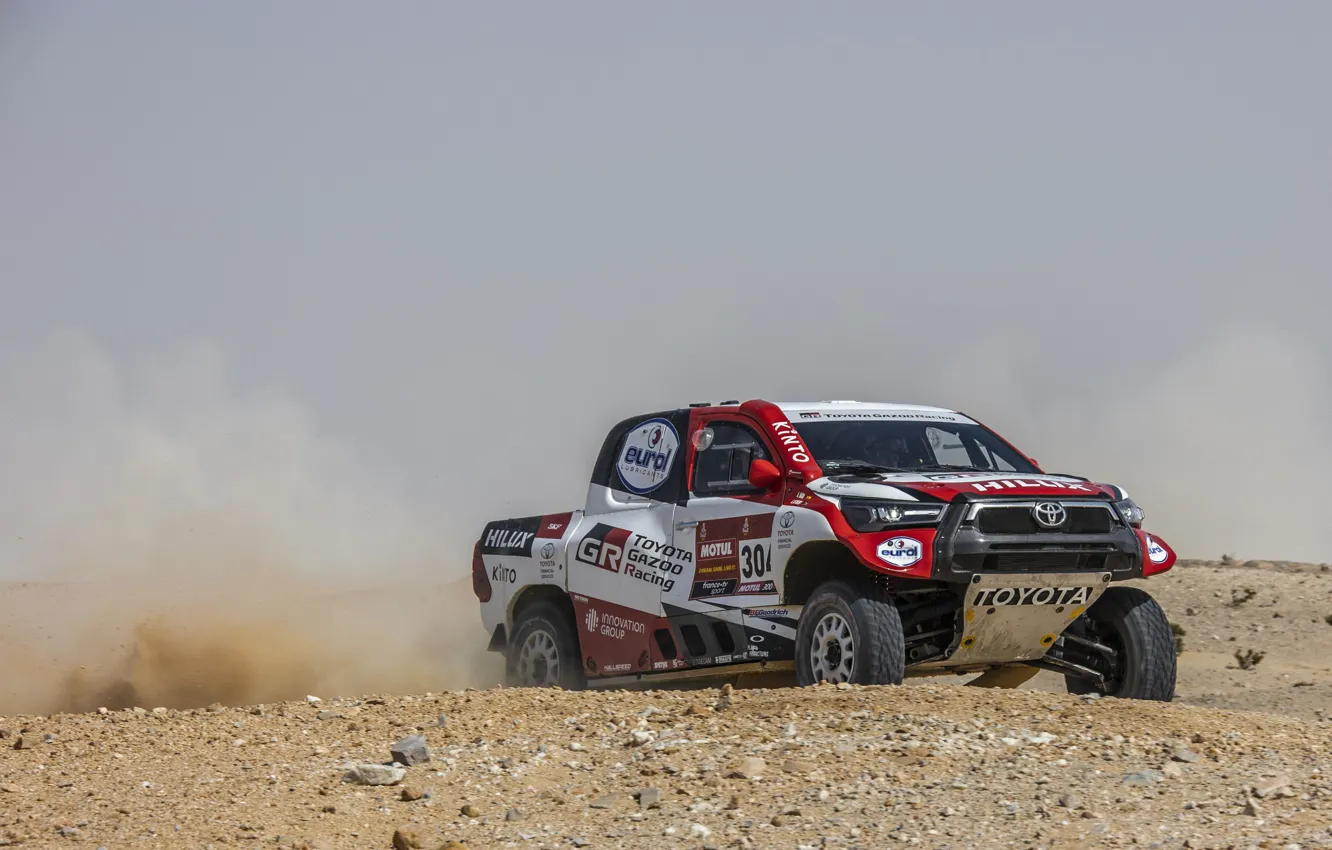 Photo wallpaper Toyota, pickup, Hilux, rally, 2020, Rally Dakar, 2021, Gazoo Racing