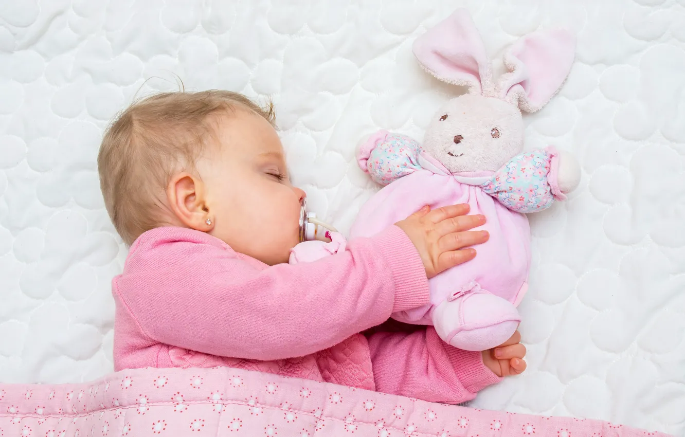 Photo wallpaper stay, toy, child, sleeping, girl, baby, toys, child