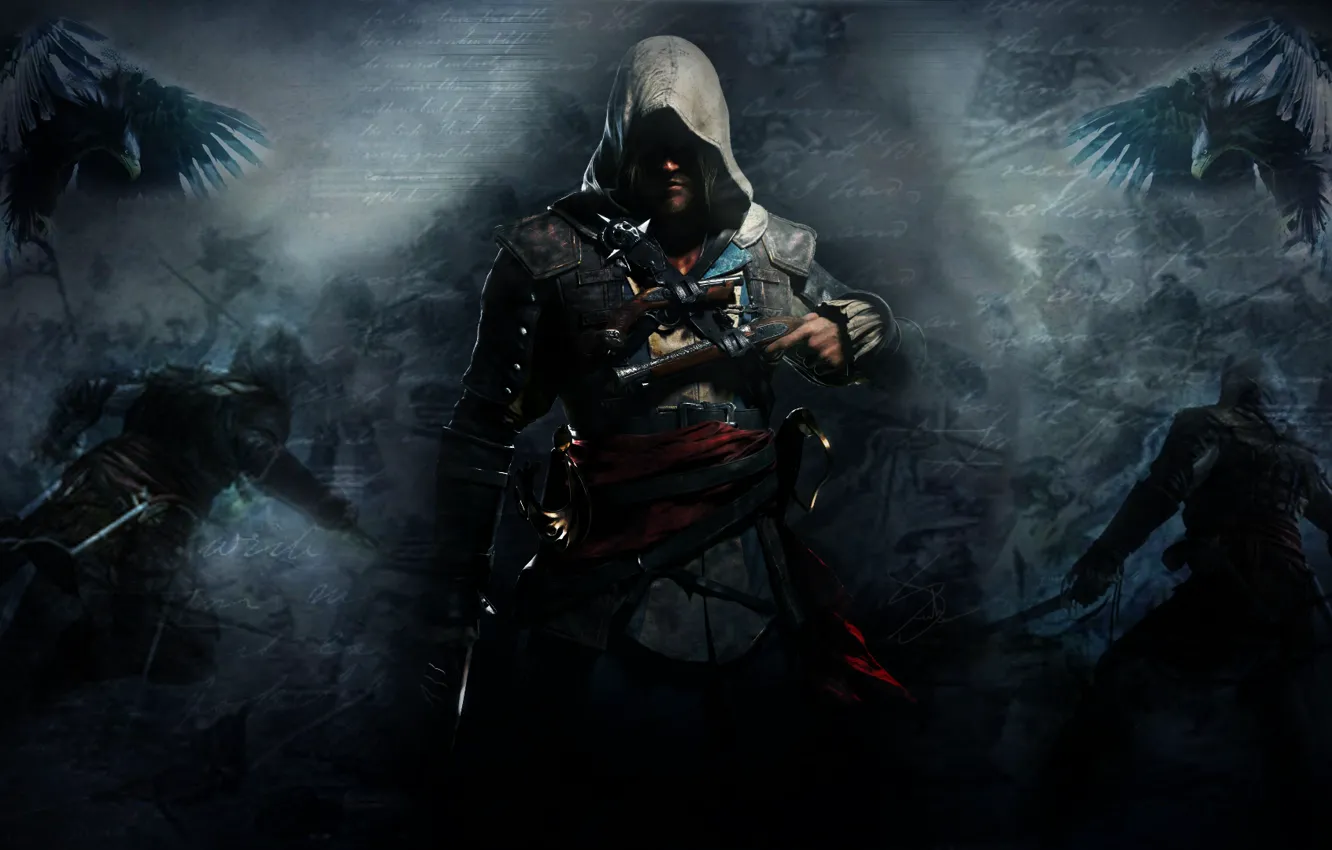 Photo wallpaper weapons, the game, crows, battle, Edward Kenway, Assassin's Creed IV: Black Flag, Edward Kenway, kapishon