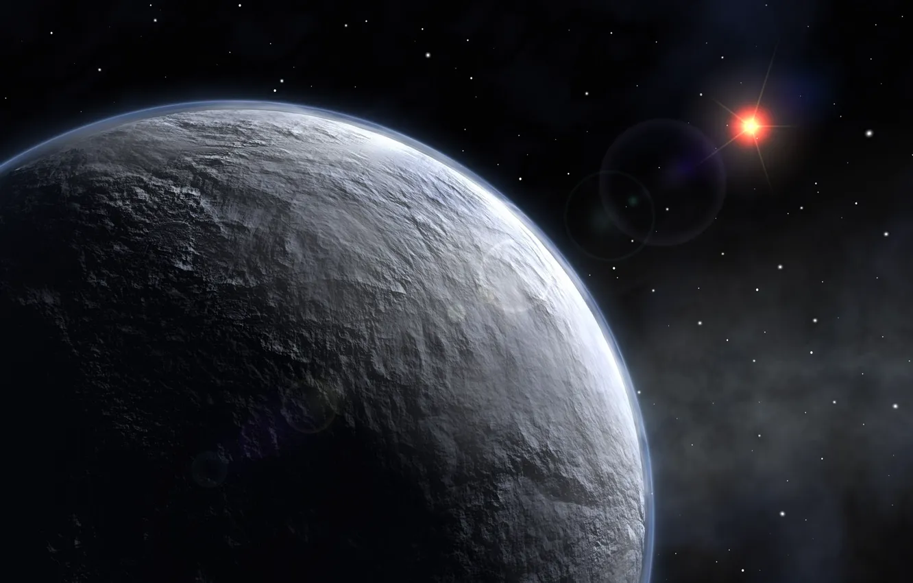 Photo wallpaper space, stars, planet, far