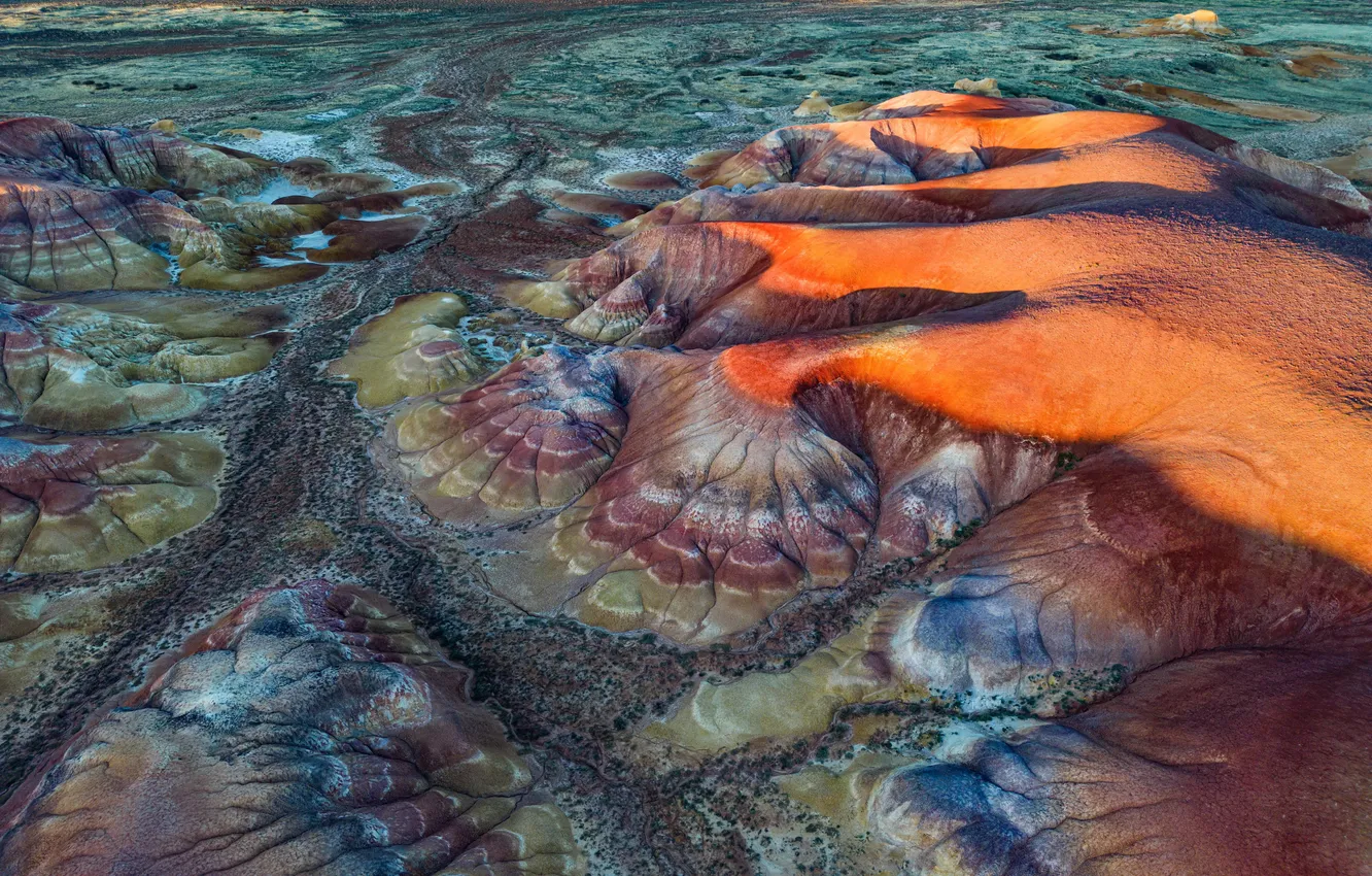 Photo wallpaper colors, sun, shapes, relief