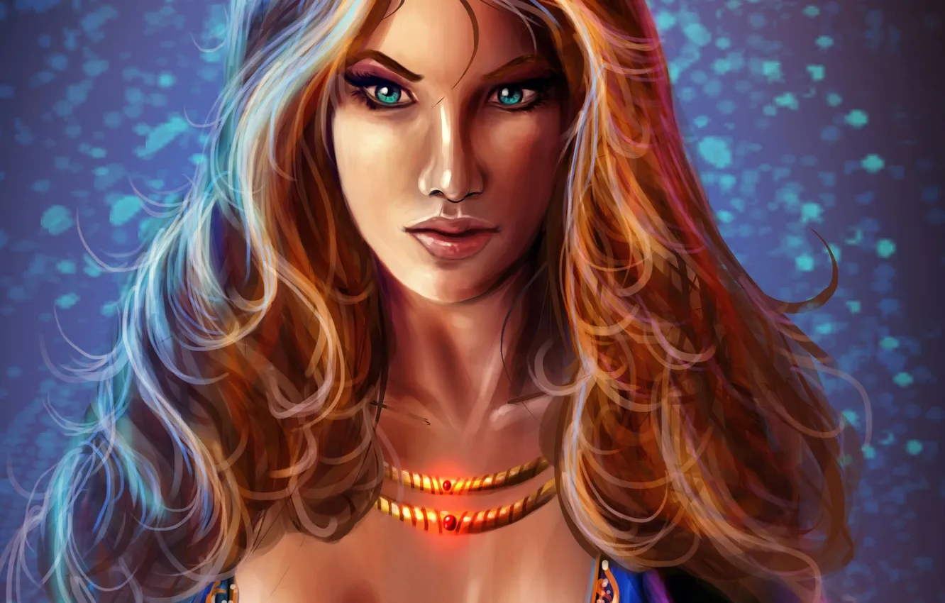 Photo wallpaper look, girl, face, hair, necklace