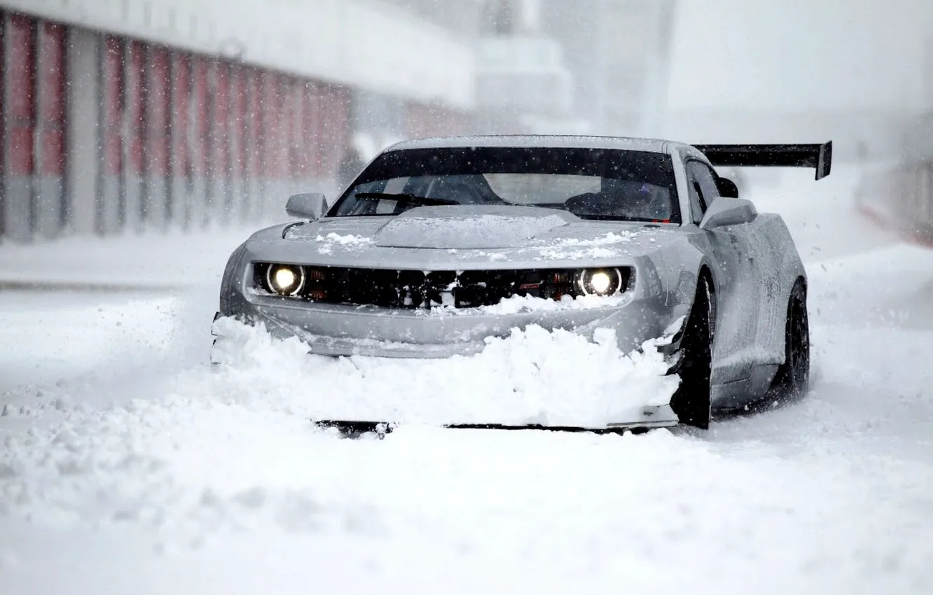 Photo wallpaper Winter, Chevrolet, Snow, Camaro, Camaro, Beautiful, Car, Car