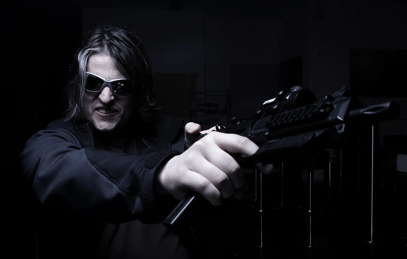 Photo wallpaper weapons, background, male