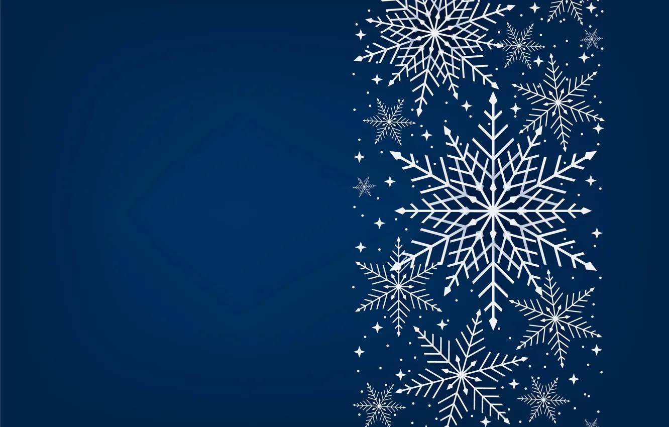 Photo wallpaper snowflakes, new year, Christmas, blue background