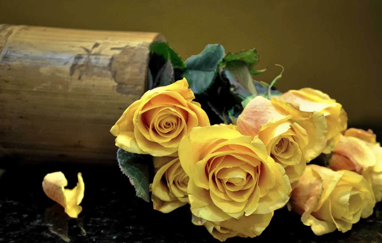 Photo wallpaper roses, bouquet, petals