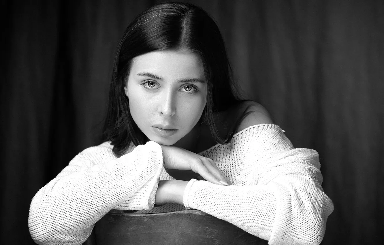 Photo wallpaper portrait, black and white, Anya, Alexander Mindru