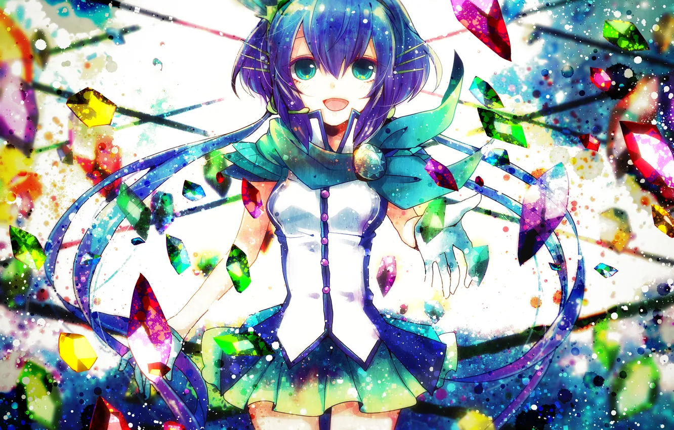 Photo wallpaper girl, colorful, art, crystals, vocaloid, Vocaloid, aoki lapis, sazanami shione
