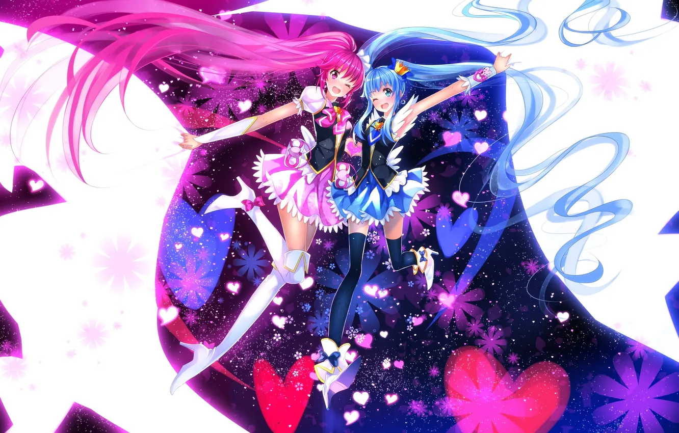 Photo wallpaper girl, abstraction, art, hearts, wink, swordsouls, HappinessCharge Precure!, Aino Megumi
