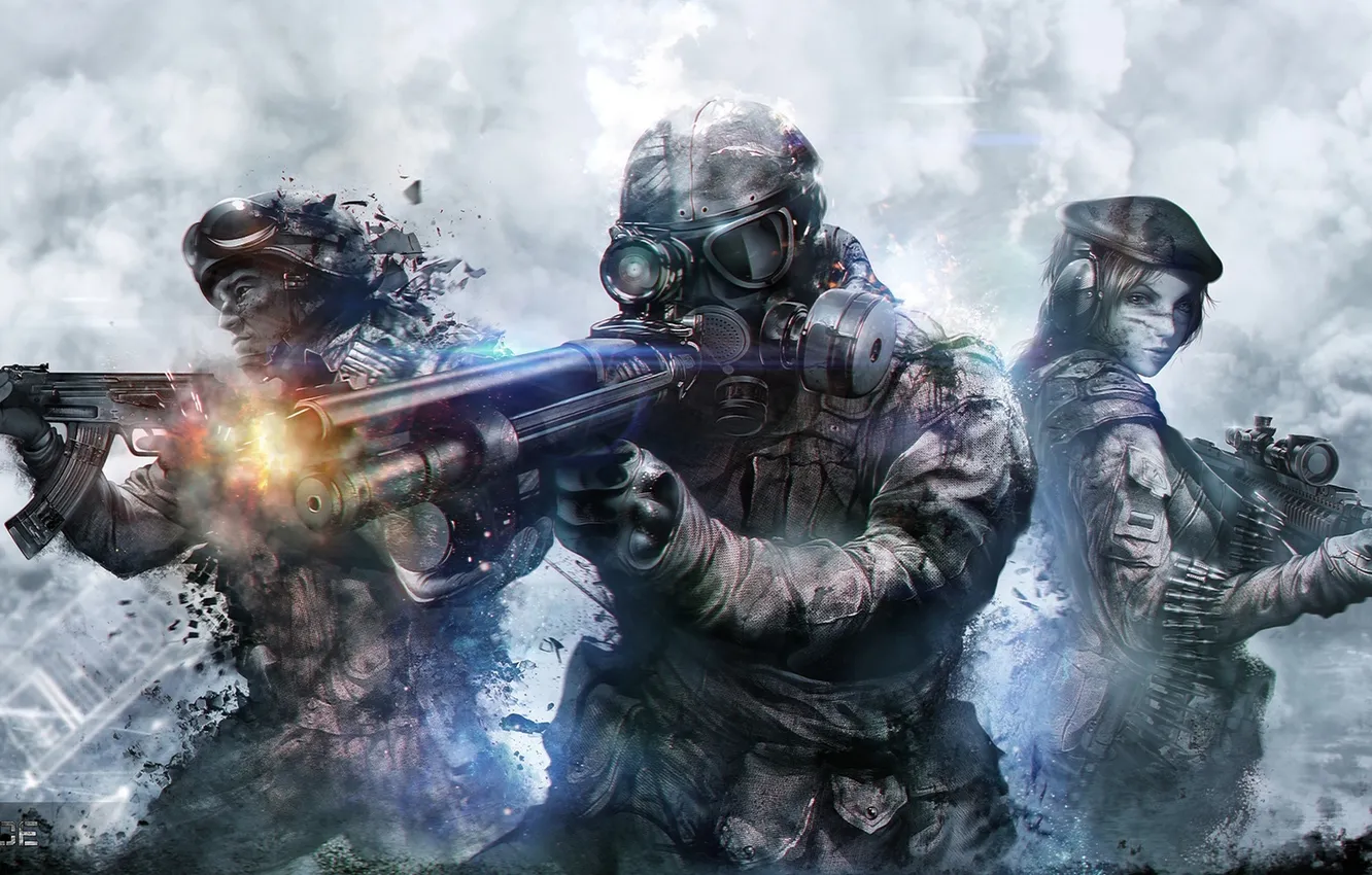 Photo wallpaper weapons, smoke, shot, soldiers, Warface