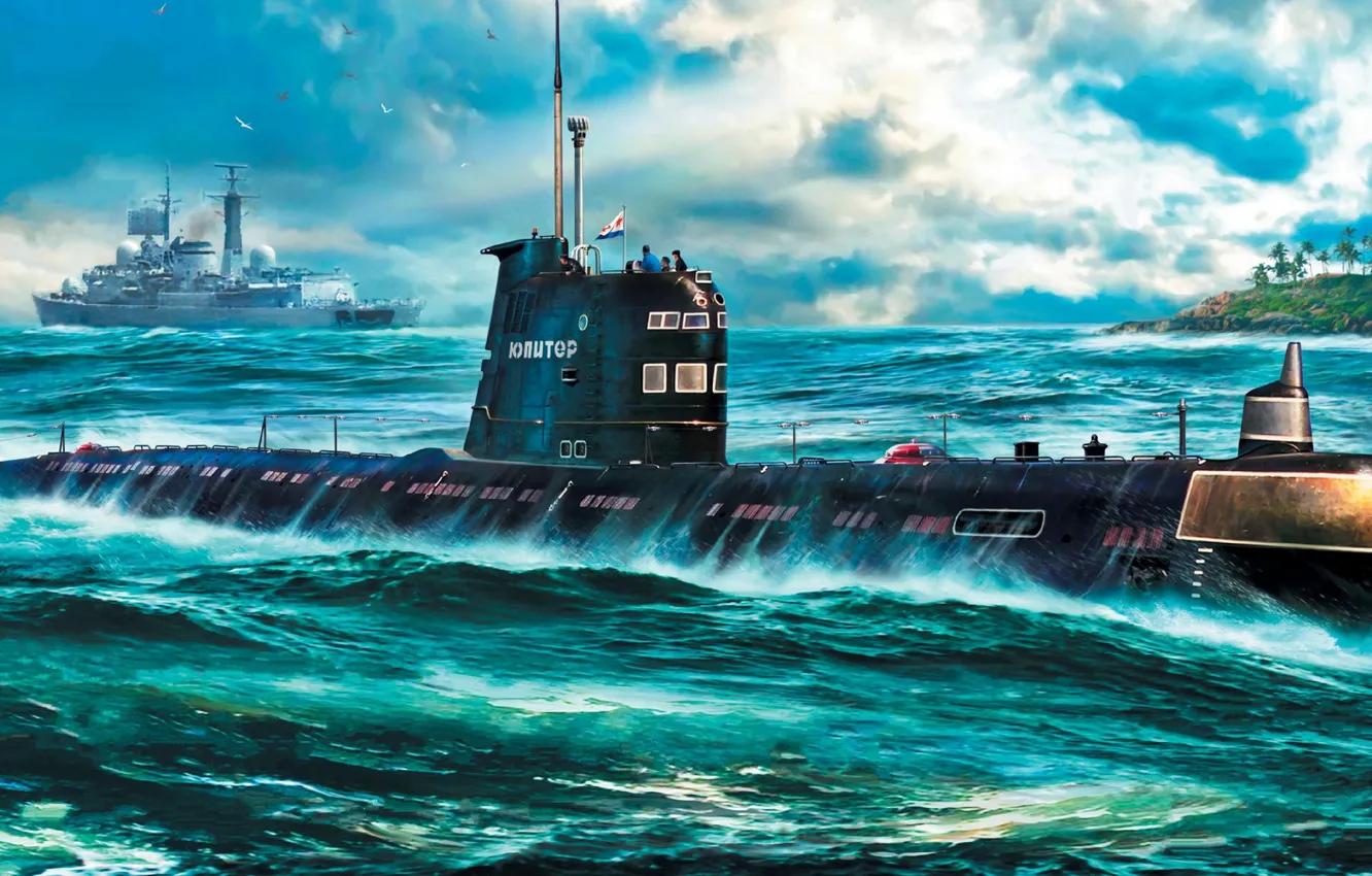 Wallpaper submarine, submarine, THE SOVIET NAVY, project 641, Diesel