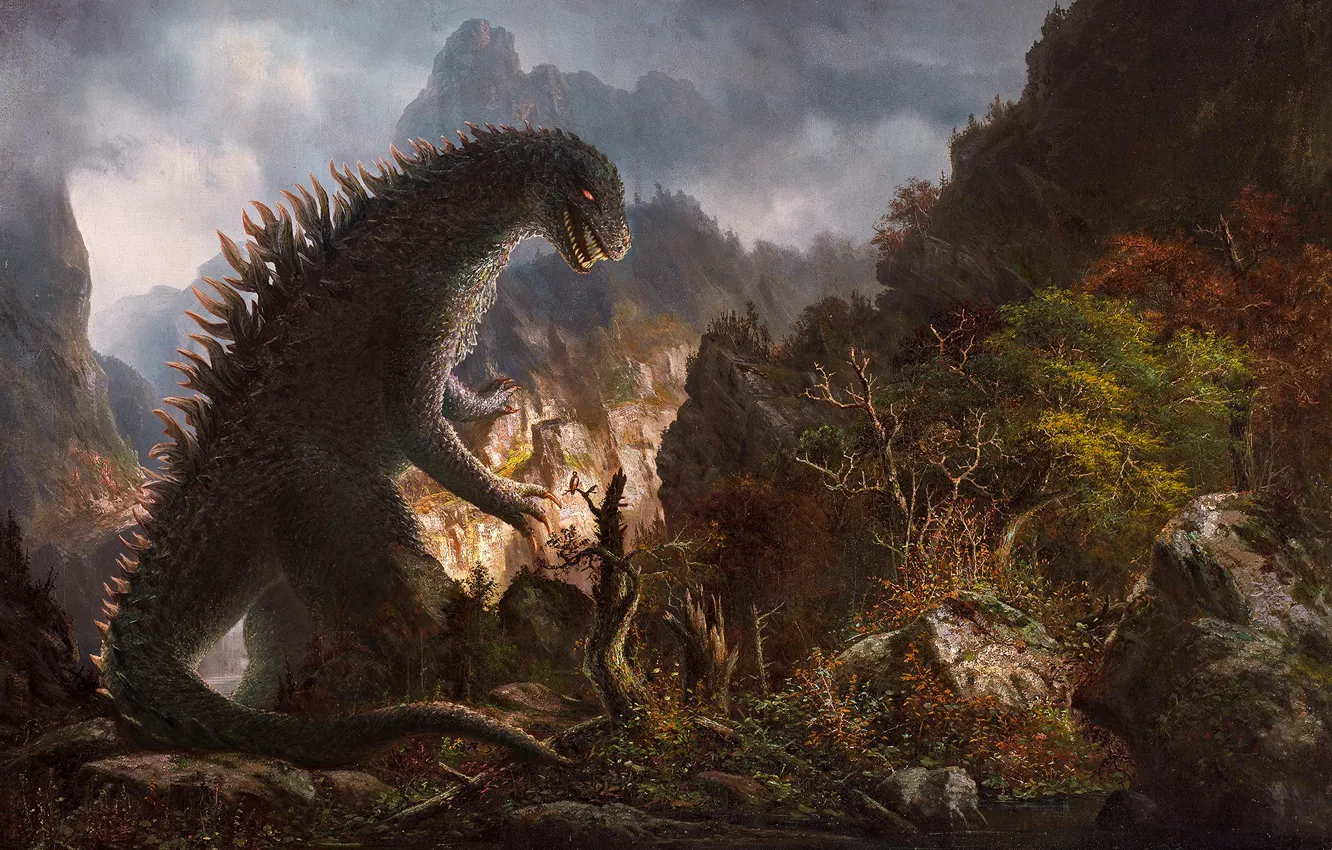 Photo wallpaper forest, nature, monster, Godzilla, Godzilla