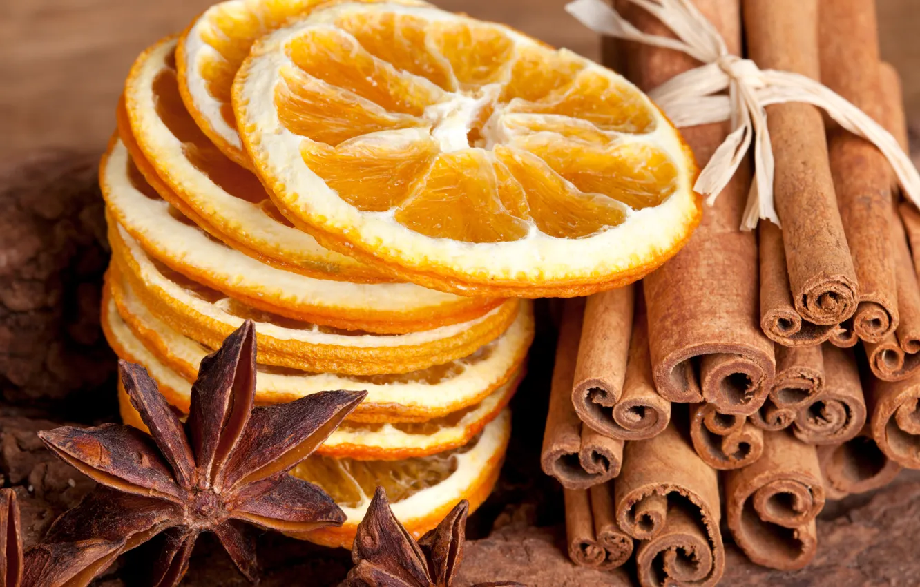 Photo wallpaper lemon, cinnamon, slices, spices