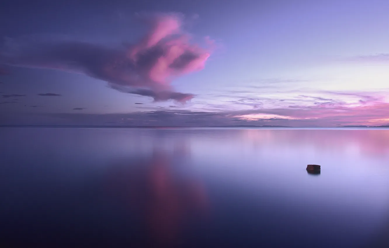 Photo wallpaper the sky, water, clouds, lake, surface, morning