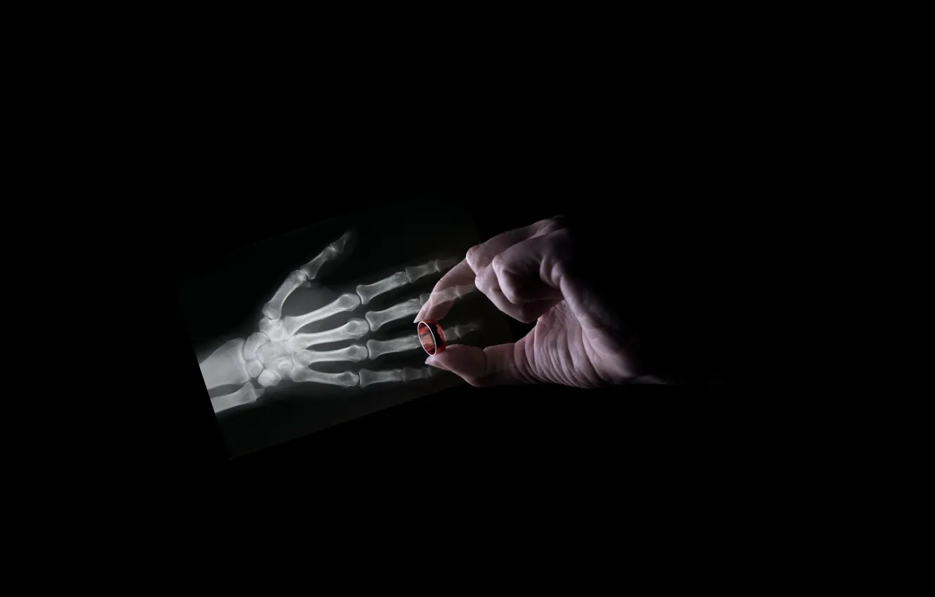 Photo wallpaper hands, ring, bones