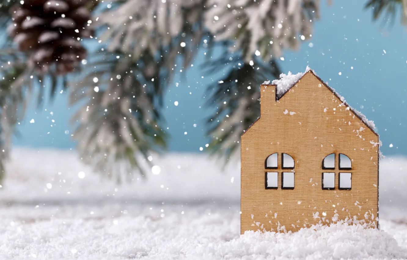 Photo wallpaper winter, snow, decoration, new year, Christmas, Christmas, winter, snow