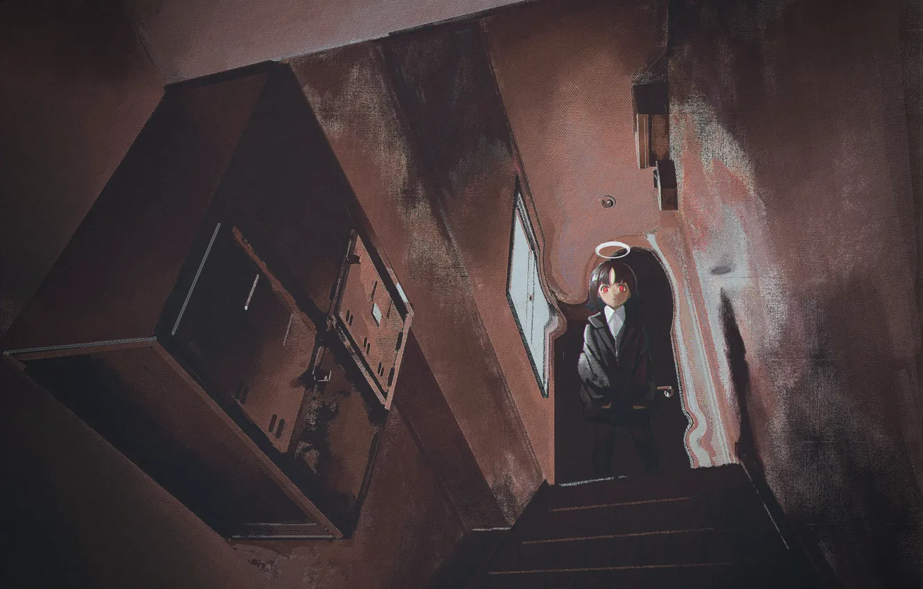 Photo wallpaper girl, halo, entrance